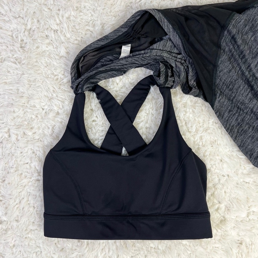 Lululemon Workout Tank Top Bra Athletic Layering Activewear Black Gray Size 6β